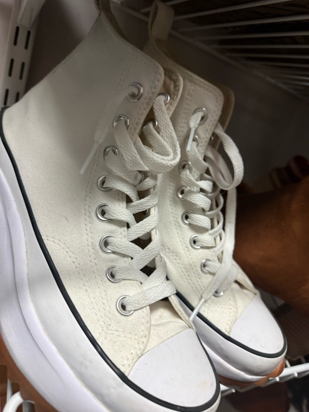Converse Platform High Top Sneakers in Off-White with Gum Sole - Picture 8 of 9
